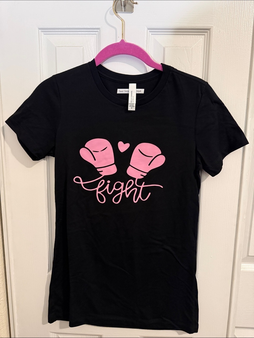Bella Canvas Black Graphic Tee with Pink Design
